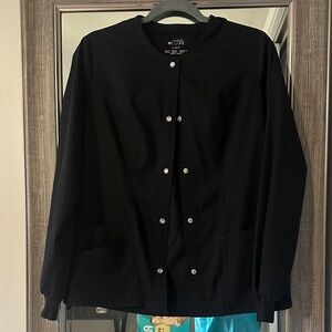 Cherokee Luxe Midnight Black Snap Scrub Jacket